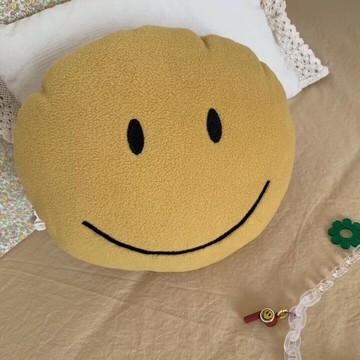 『百貨屋二號』ins風 可可愛愛的搖粒絨笑臉抱枕刺繡雙面抱枕兒童房家居裝飾枕