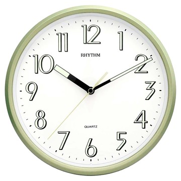 RHYTHM 日本麗聲時計 時尚螢光面板掛鐘  金色