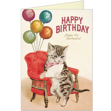 Cavallini & Co.  GREETING CARD 生日卡(大)_貓貓與氣球