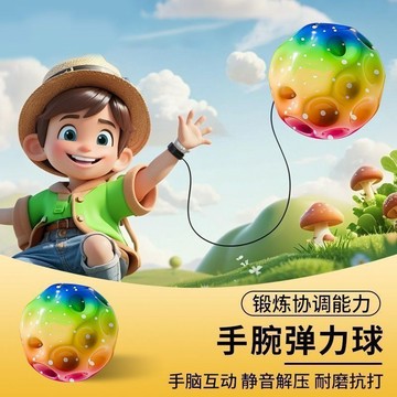 預防近視手腕月球石兒童玩具彈力球男女學生解壓回彈繩提升專注力