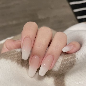 💅現實下殺穿戴甲💅純手工乳白漸變美甲貼片穿戴甲顯白秋冬美甲純色高級裸色中長款穿戴甲 1NNR