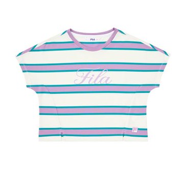 FILA KIDS 女童短袖圓領T恤-米白 5TEA-4433-IV