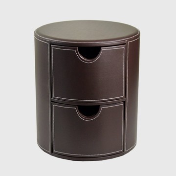 時尚簡約皮質抽屜式收納儲物凳 圓形皮革床頭柜/床邊柜 換鞋坐凳