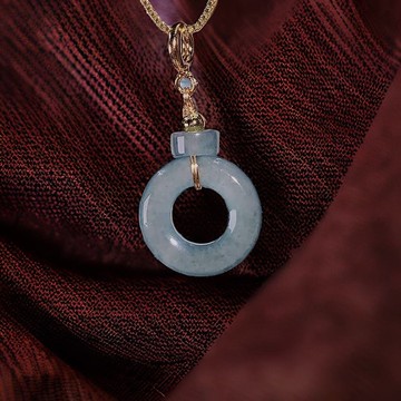 【願‧平安】冰種翡翠平安扣吊飾 14K包金 | 天然A貨翡翠 | 送禮