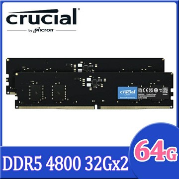 Micron Crucial美光 DDR5 4800 64G (32Gx2)桌上型記憶體 CT2K32G48C40U5
