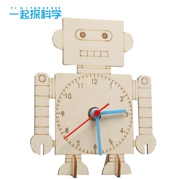 台灣出貨 手工DIY 創意DIY手工時鐘兒童手繪鐘錶模型國小國中幼兒園親子白坯時鐘木板畫禮物