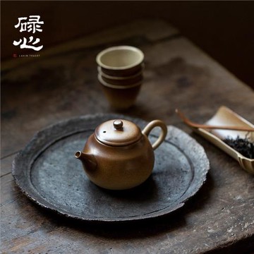 碌心 柴棕釉禪靜壺 中式復古粗陶泡茶壺家用辦公正把茶壺喝茶品茗