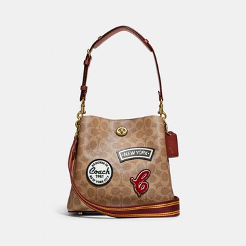 精選★COACH WILLOW 紅色經典 SIGNATURE 帆布徽章水桶包 C6868  ~【夏日美包★菲尼斯 國際精品↘3折起】