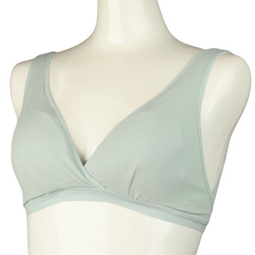 akachan honpo - 輕鬆哺乳 半截式內衣-羅紋 鉤扣款-綠色