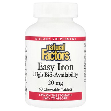 Natural Factors, Easy Iron，20 毫克，60 粒咀嚼片