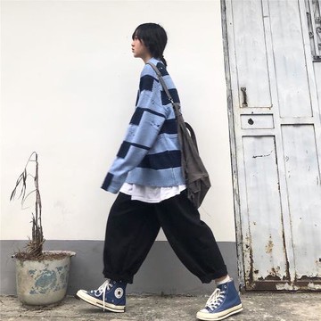 Take off咖喱人/日系復古工裝褲闊腿褲燈籠百搭oversize秋冬學生