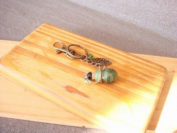 柚子林琉璃 - 精油瓶 鑰匙圈 - 經典混 - 翠綠x黑 (圓身瓶)