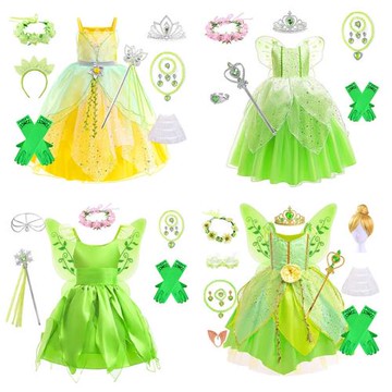 兒童森林系表演服裝小精靈公主裙演出服女童tinkerbell蒂安娜裙子