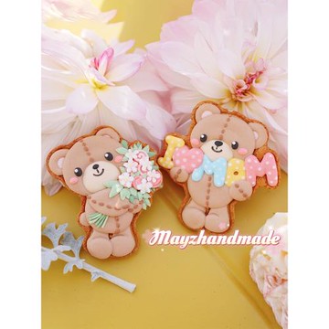 Mayz妹兜老師可愛卡通小熊女神母親節糖霜餅干模具烘焙家用按壓式