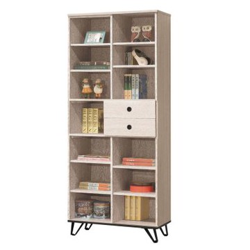 文創集 拉德2.7尺開放二抽高書櫃/收納櫃-80x40x191cm免組