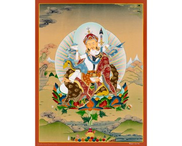 優雅的上師與他的伴侶唐卡 藏族藝術 代表神聖的夥伴關係