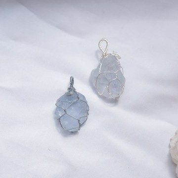 藍螢石吊墜 礦石 螢石原礦 天然原礦 簡約吊墜 Fluorite