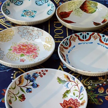 埃蘭迪爾小眾風情陶瓷餐具家用個性沙拉盤菜盤子深盤米飯盤釉下彩