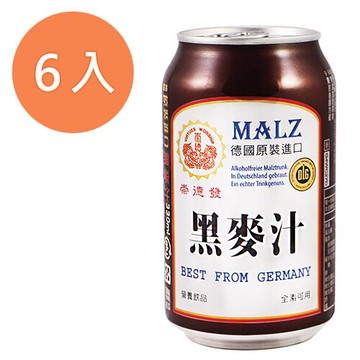 崇德發 天然黑麥汁 易開罐 330ml(6入)/組【康鄰超市】