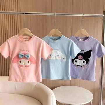 🎀biubiu童裝🎀新品女童短袖T恤夏季中小童裝美樂蒂玉桂狗庫洛米卡通百搭上衣