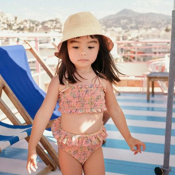 法國 Louise Misha 法式波西米 女孩兩截式泳裝組 粉色海岸 - 8Y