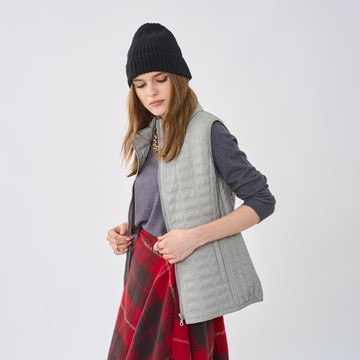 CLL巧玲瓏 立領車格拉鍊背心(灰綠色) 5334829