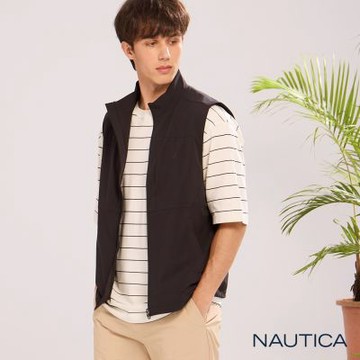 Nautica 官方旗艦 男裝 防潑水透氣立領背心-深藍色