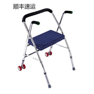 老年人助行器帶輪帶座老人學步車殘疾人手推車不銹鋼帶輪助步器