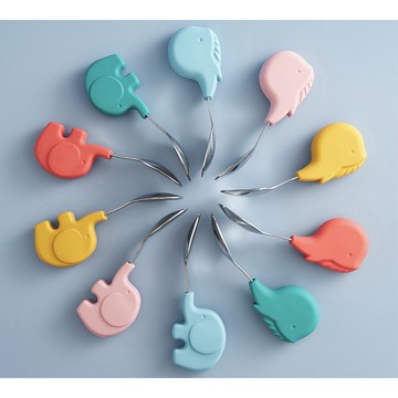 🐰台灣現貨🐰不鏽鋼大象寶寶湯匙組 收納盒 不鏽鋼湯匙 大象湯匙 鯨魚湯匙 學習湯匙 學習餐具  兒童餐具