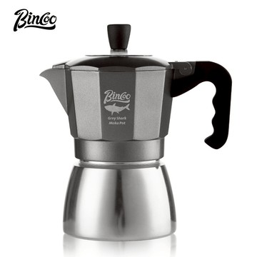 BINCOO 雙閥灰鯊摩卡壺 煮咖啡壺 家用小型意式咖啡壺 辦公室 戶外 2人份
