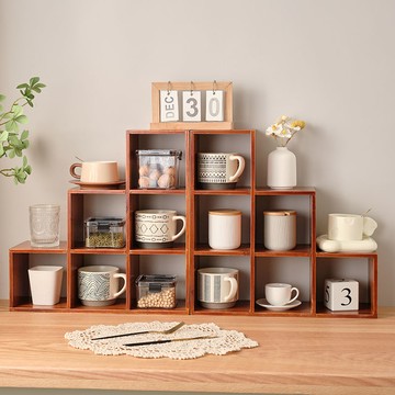 復古實木博古架北歐手辦收納架桌面置物架茶杯茶具杯子文玩展示架