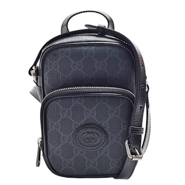 GUCCI 經典Ophidia系列帆布拉鍊直立手提/斜背包(黑色)