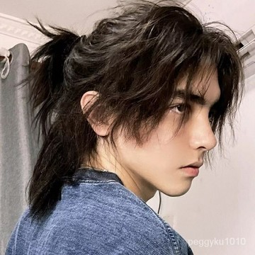 臺灣熱銷✨男生假髮 狼尾假髮男日係帥氣中性男女通用武士頭網紅衕款甜酷日常時尚頭套 網紅男士假髮 韓式男假髮 仿真假髮