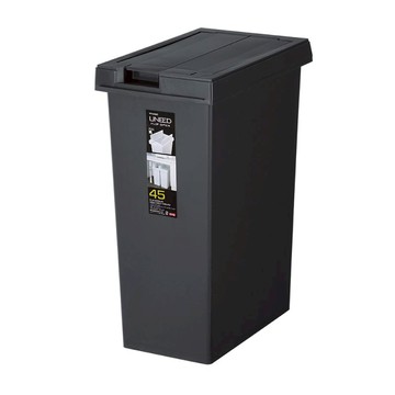 UNEED系列翻蓋對開垃圾桶45L 白色
