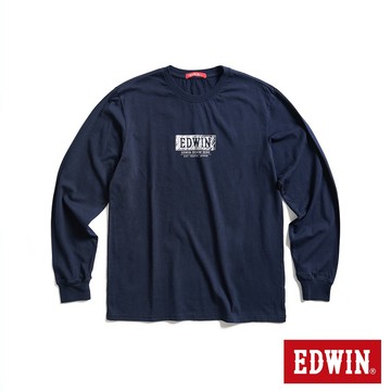 EDWIN 男款 人氣復刻 職人手繪LOGO薄長袖T恤(丈青色)