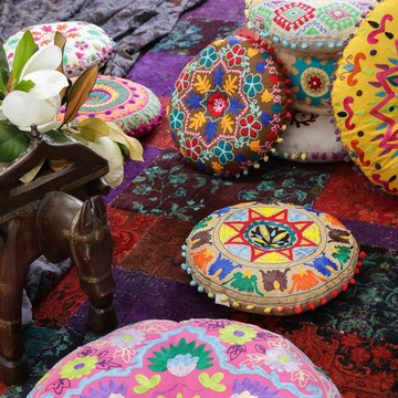 進口地毯坐墊東南亞風格榻榻米刺繡蒲團軟包凳椅墊打坐瑜伽墊坐墩