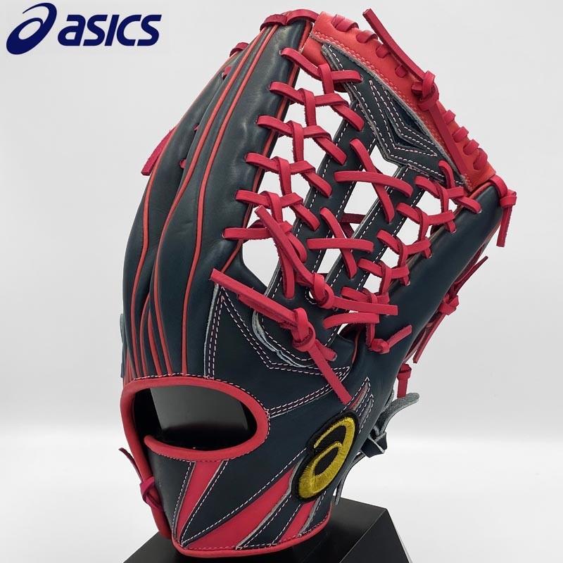 限定品 アシックス 外野手用 ネイビー×ピンク 野球 軟式グローブ