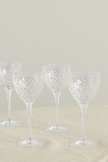 Soho Home - Barwell Set Of Four Cut Crystal Red Wine Glasses - Clear - one size