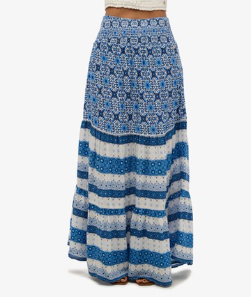 Superdry Women's Printed Maxi Skirt Blue Size: 12