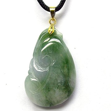冰綠春帶彩如意 天然A貨翡翠玉石吊墜子項鍊H59