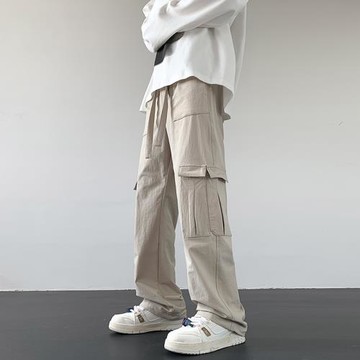 美式多口袋工裝褲子男春秋2024新款男士直筒休閑褲vintage伐木褲