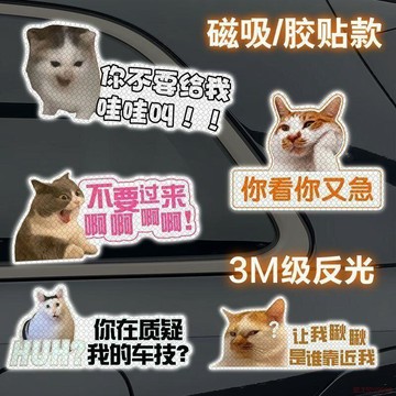 桃園出貨✨貓咪meme搞笑反光車貼磁吸迷因貓表情包可愛女司機汽車車尾裝飾貼
