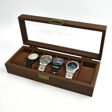 手錶盒 全深咖木紋錶盒(6支裝)【NAWA126】