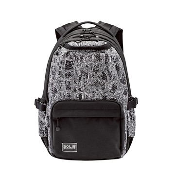 反光迴旋系列 REISE USB外接前袋款小尺寸後背包-純墨黑-設有13吋筆電夾層(可套拉桿箱)