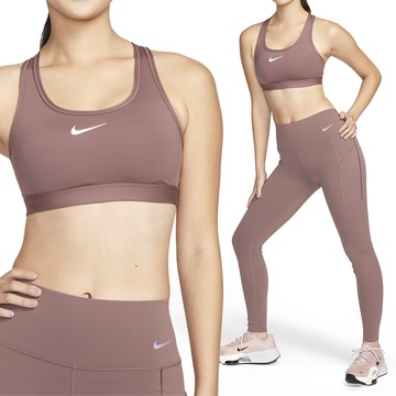 Nike Swoosh 女款 紫紅色 訓練 運動 舒適 支撐 排汗 中度支撐 運動內衣 DX6822-208