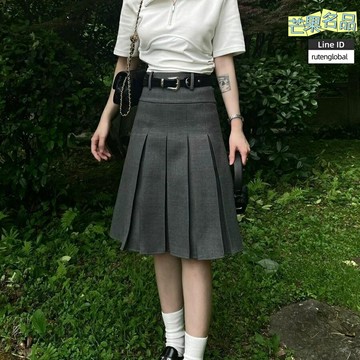 【高腰顯瘦】百褶裙 半身裙 西裝裙 A字裙 學院風 灰色 高端面料 百搭設計 通勤上課約會穿搭