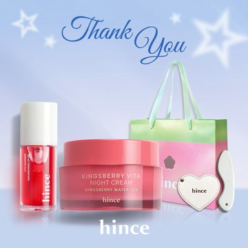 快速出貨【hince】心意謝禮！冰晶凍膜+護唇油+Dewy Ball提袋+愛心隨身鏡+刮痧板(感謝送禮)