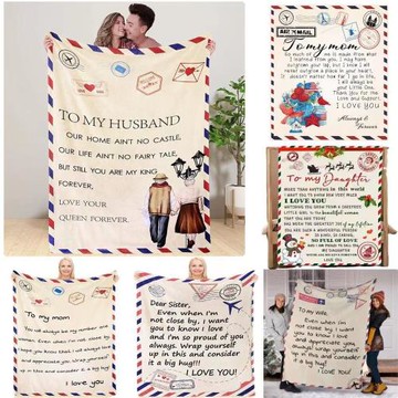 跨境專供法蘭絨信封毛毯 感恩節禮物送父母親節日留言字母蓋毯