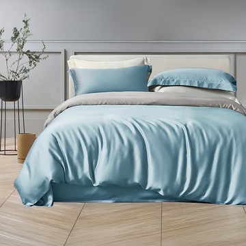 J-bedtime 床寢時光 高質感素色天絲薄被套床包枕套組  天藍色  單人  被套 + 床墊套 + 枕套組