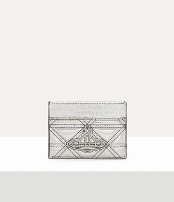 Vivienne Westwood Flat Card Holder Quilted Metallic Pu Silver One Size Women